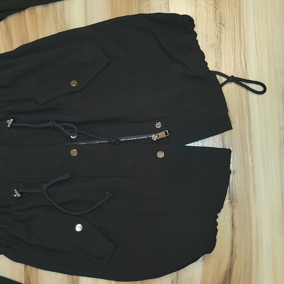 H&M NWT 3 Quarter Length Utility Hooded Black Jacket - Picture 5 of 16